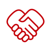 Red handshake icon